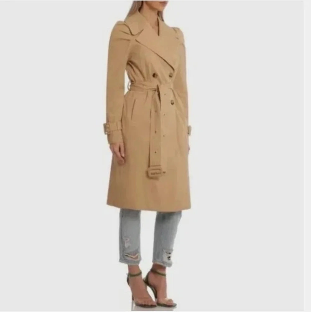 Avec Les Filles Puff Sleeve Classic Tan Trench Coat - Picture 4 of 15